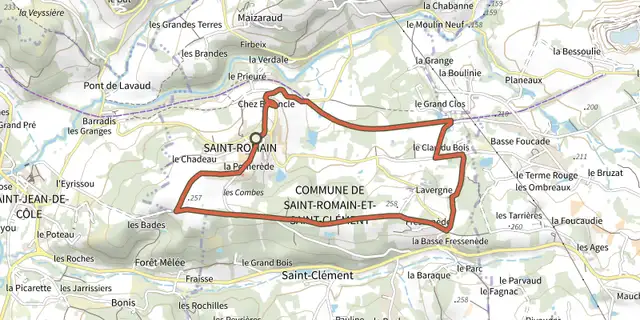 The Boucle de la Romani clémentienne track on the IGN map