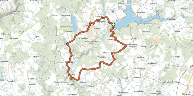 Tracé de Boucle de la Filature et du Moulin sur le Plan IGN