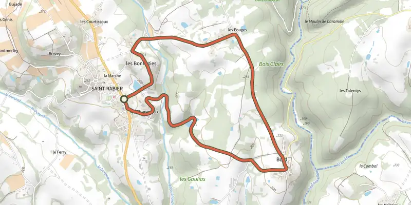 Map of the Boucle de Bord track on the IGN map, with the start and numbered waypoints