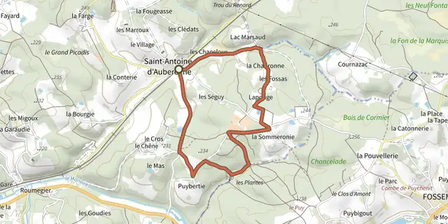 Tracé de Boucle de Puybertie sur le Plan IGN