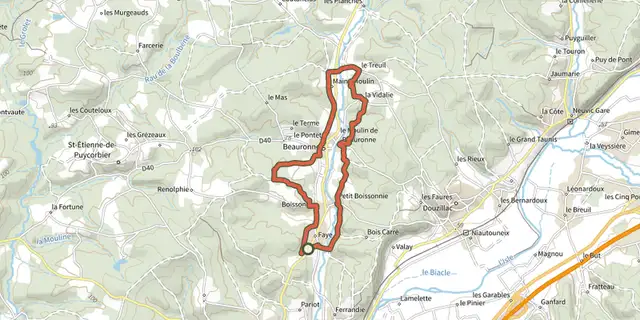 Tracé de Boucle des Potiers sur le Plan IGN