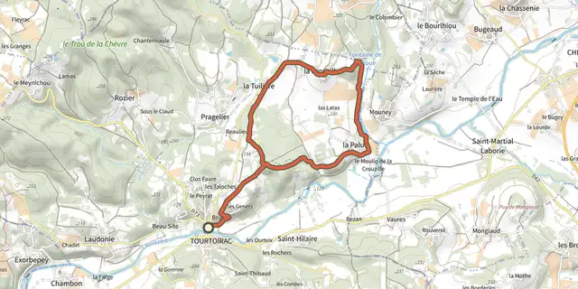 Tracé de Boucle de la Fontaine de Ladoux sur le Plan IGN