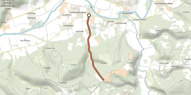 Carte du tracé de Variante boucle du Lac Blanc sur le Plan IGN, départ et points de passage numérotés