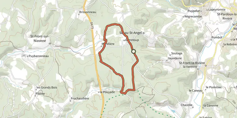 Map of the Boucle de Sceau track on the IGN map, with the start and numbered waypoints