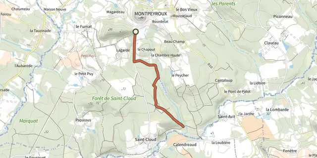 Tracé de Variante Boucle de St Cloud sur le Plan IGN