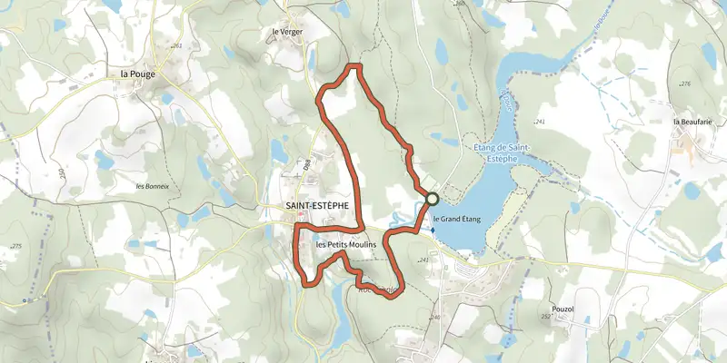 Carte du tracé de Boucle du Roc sur le Plan IGN, départ et points de passage numérotés