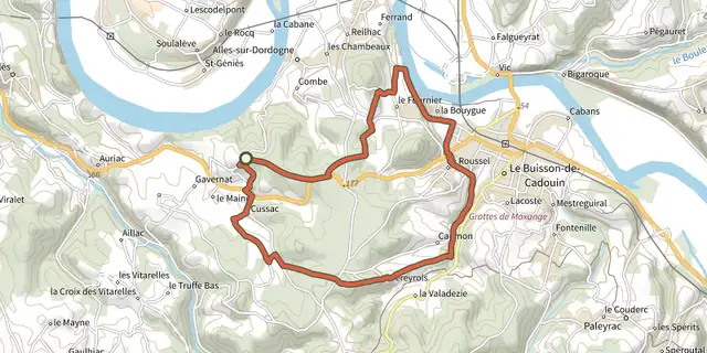 Tracé de Boucle de Cussac sur le Plan IGN