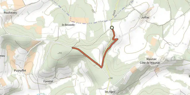 Tracé de Variante Boucle du Bois de Sinzellas sur le Plan IGN