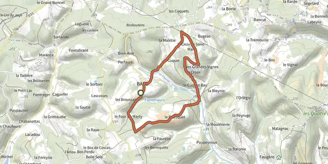 Tracé de Boucle de la Croze sur le Plan IGN