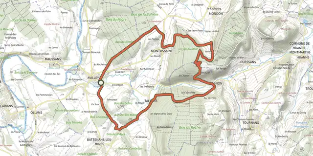 The Fontaines et lavoirs : Boucle Avilley Rognon track on the IGN map