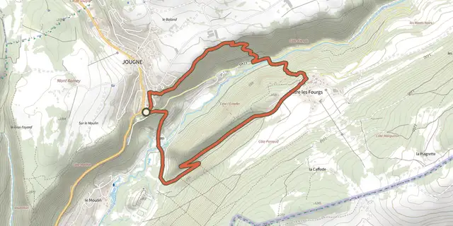 The Entre-les-Fourgs par la forêt track on the IGN map
