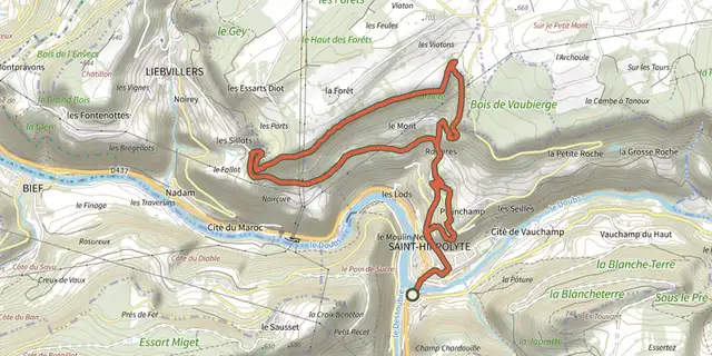 The Grotte du Bisontin track on the IGN map