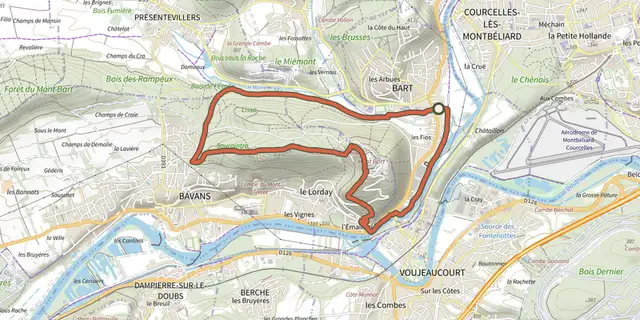 The Mont Bart track on the IGN map