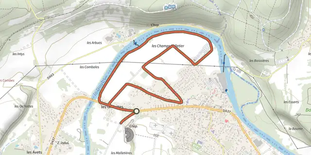 The Famille et Théâtre antique track on the IGN map