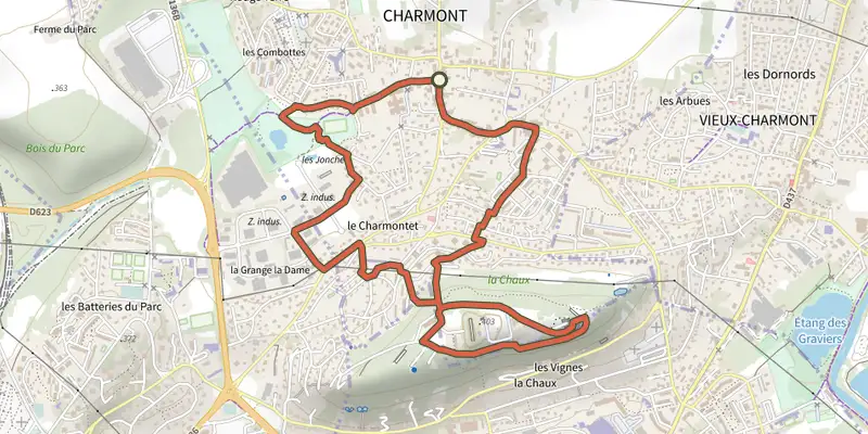 Carte du tracé de Fort Lachaux par le versant Nord sur le Plan IGN, départ et points de passage numérotés