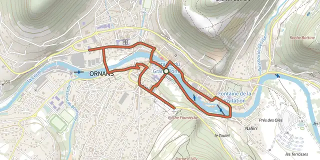 The Sentier Courbet 1 : Ornans et l'enfant du pays track on the IGN map