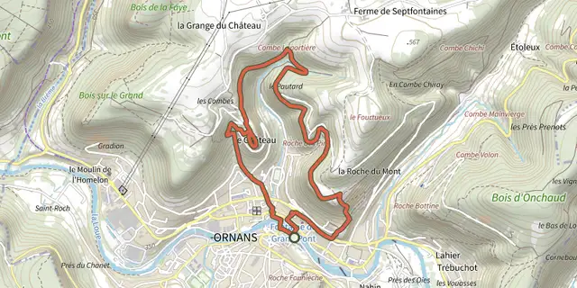 The Sentier Courbet 2 : Courbet, l'habitant du vallon track on the IGN map