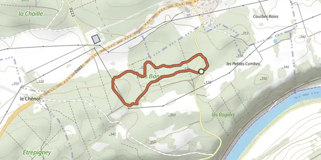 The Sentier des dolines track on the IGN map