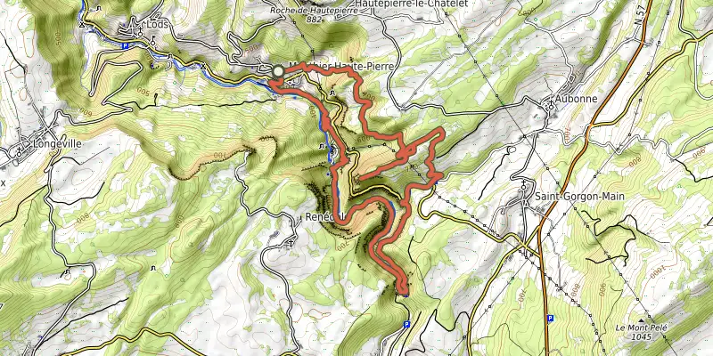 Map of the Aiguillons de Brasse track on OpenTopoMap, with the start and numbered waypoints
