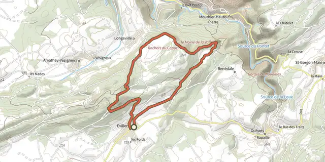 The Mont d'Évillers track on the IGN map
