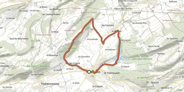 The Étangs du Bois du Roy track on the IGN map