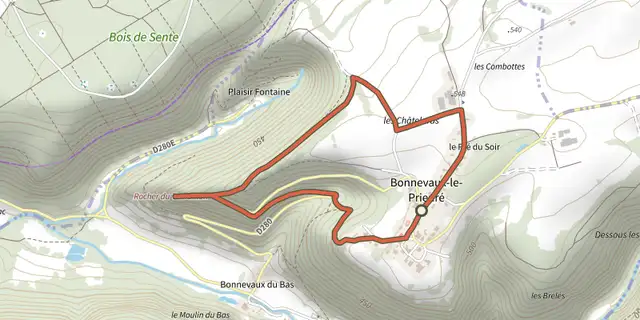 The Rocher du Tourbillon track on the IGN map