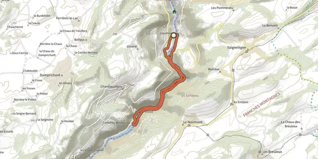 The La Perle Franco-suisse track on the IGN map