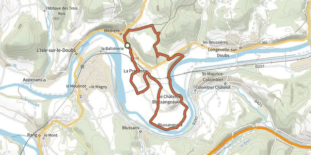 The Le Méandre track on the IGN map