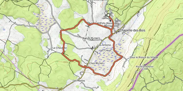 The Chez Michel ou la Tourbière - N° 95 track on the OpenTopoMap map