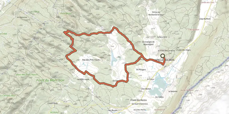 Map of the Grotte à Pierre du Bourg - N°18 track on the IGN map, with the start and numbered waypoints