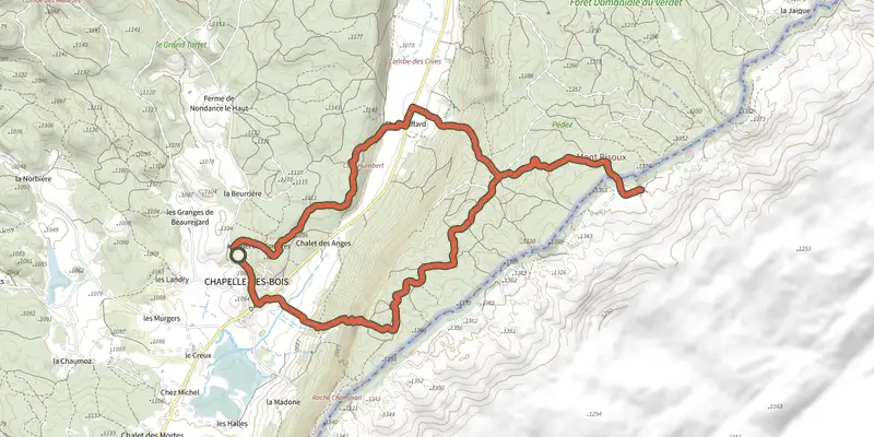Map of the Les Passeurs - N°20 track on the IGN map, with the start and numbered waypoints