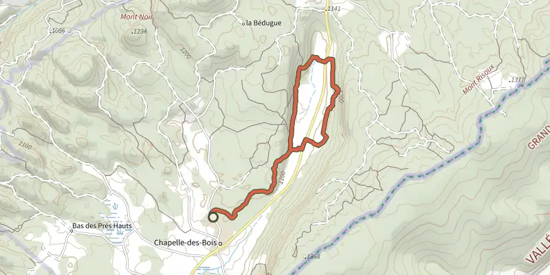 Map of the Ecomusée - Combe des Cives - N°21 track on the IGN map, with the start and numbered waypoints