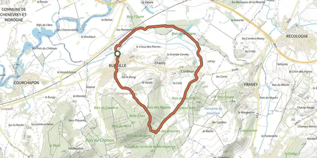 Tracé de Tour de Burgille sur la carte OpenTopoMap