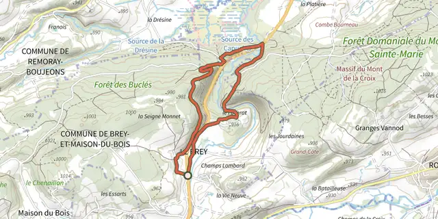 The Belvédère des Deux Lacs depuis le Brey track on the OpenTopoMap map