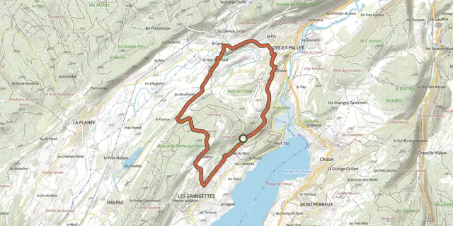 The La Pierre qui tourne track on the IGN map