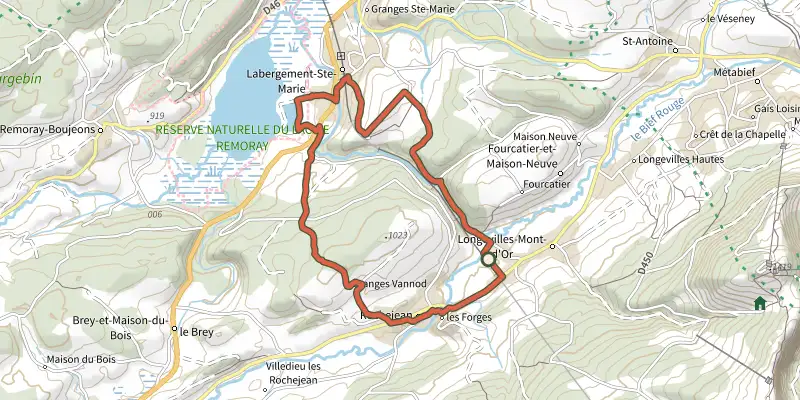 Map of the Gorges du Fourperet et Mont de la Croix track on the IGN map, with the start and numbered waypoints