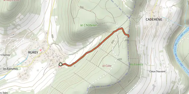 The Sentier botanique de Rurey track on the IGN map