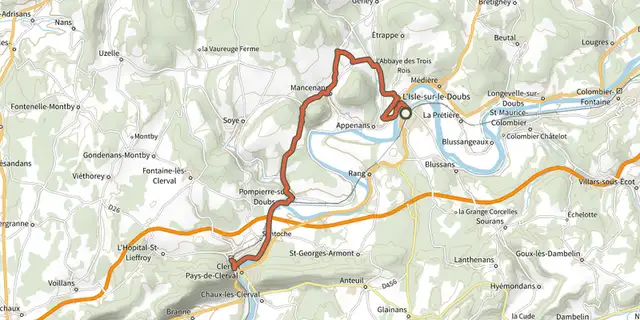 The File-sur-le-Doubs track on the IGN map