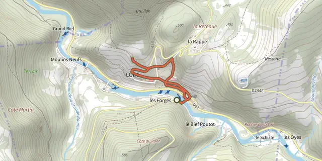 The Balade à Lods track on the IGN map