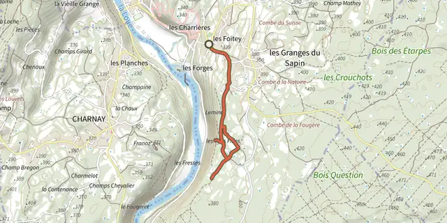 The Murs & murmures - Petit circuit par le bois détourné track on the IGN map