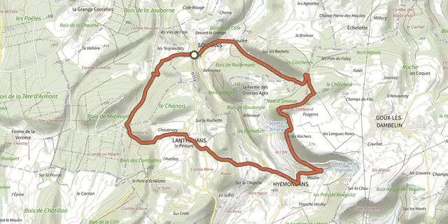 The Par Monts et par Vaux track on the IGN map
