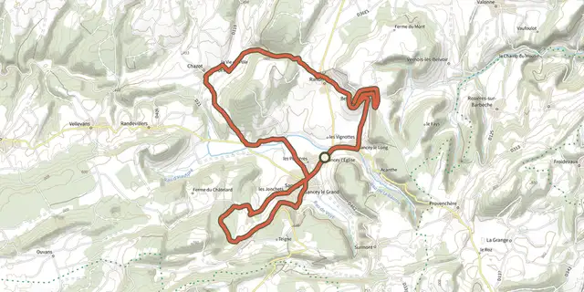 Tracé de Circuit touristique de Belvoir sur le Plan IGN