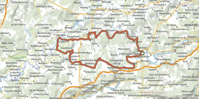 The Grand Tour des Deux Vallées Vertes track on the OpenTopoMap map