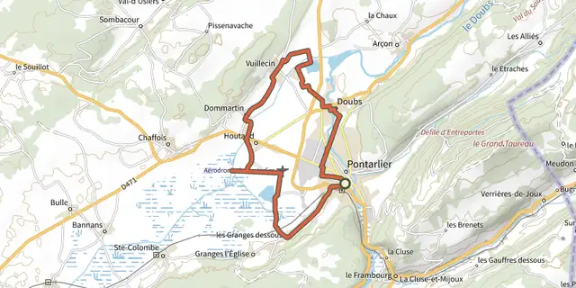 The La Plaine de l'Arlier et ses zones humides track on the IGN map