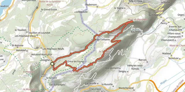 The Les Aiguilles de Baulmes - n°22 track on the IGN map