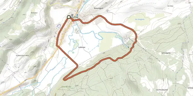 The Source du Doubs track on the IGN map