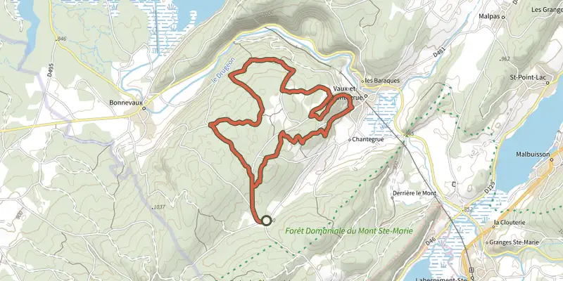 Carte du tracé de Taremberg (parcours classique) - n° 78 sur le Plan IGN, départ et points de passage numérotés