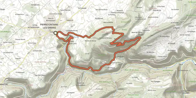 The Vautran track on the OpenTopoMap map
