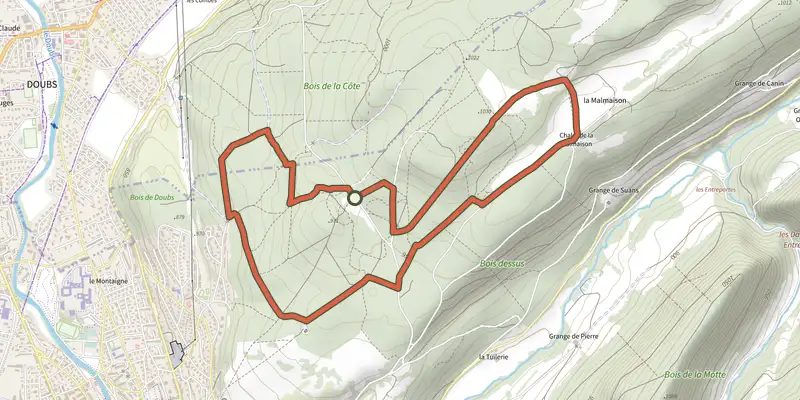 Carte du tracé de Le Théâtre Forestier sur le Plan IGN, départ et points de passage numérotés
