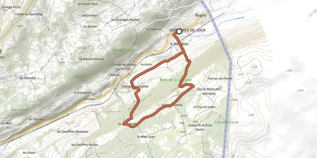 The La Joux Verte track on the IGN map